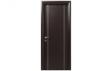 דלת פניםלמינטו בגוון וונגה בשילוב 2 פסי ניקל לגובה